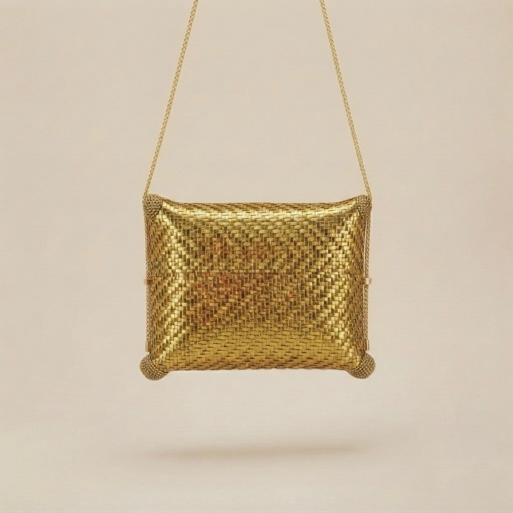 Golden Weave Kundan Clutch
