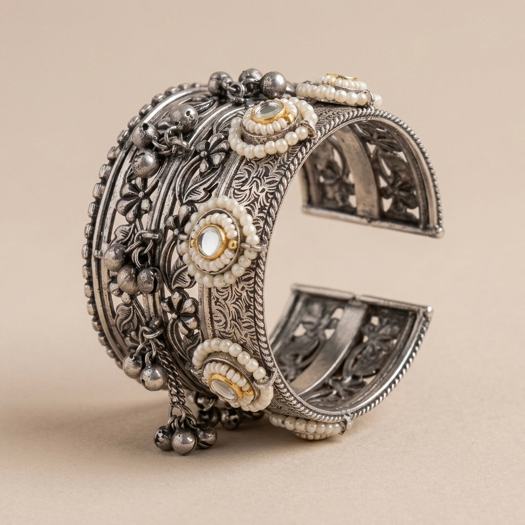 Antique Pearl Charm Cuff