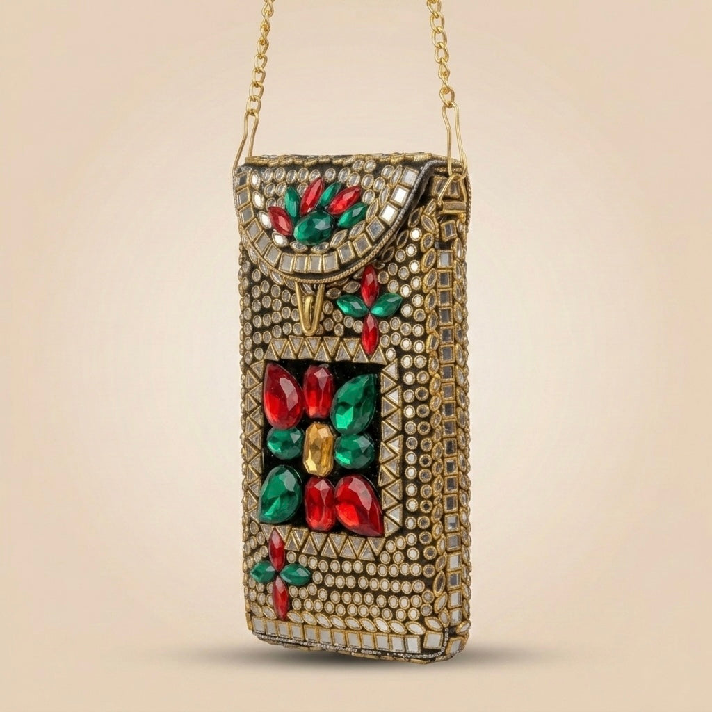 Zaveri Kundan Mobile Pouch - Bag