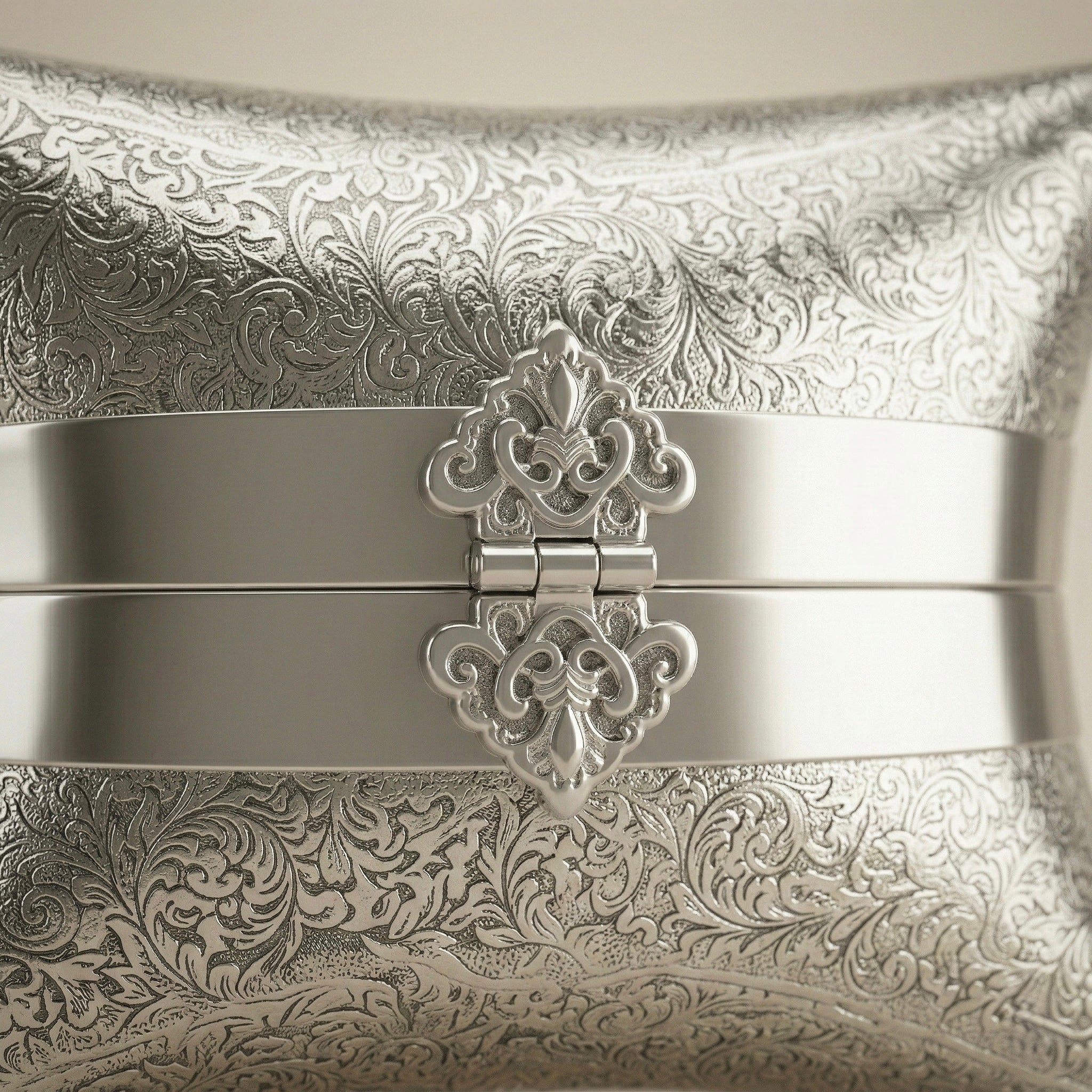 Embossed Silver Hard-Shell Clutch