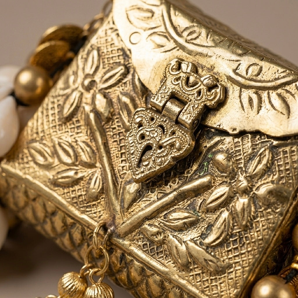 Gilded Cowrie & Bell Amulet Mini Coin - Bag