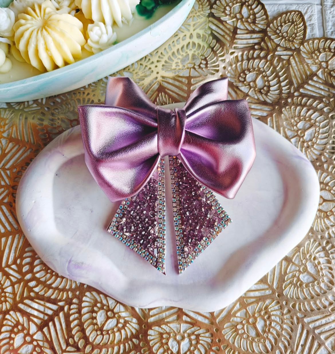 Lilac Glimmer - Bow/ Embellished Bow/ Rhinestone Bow