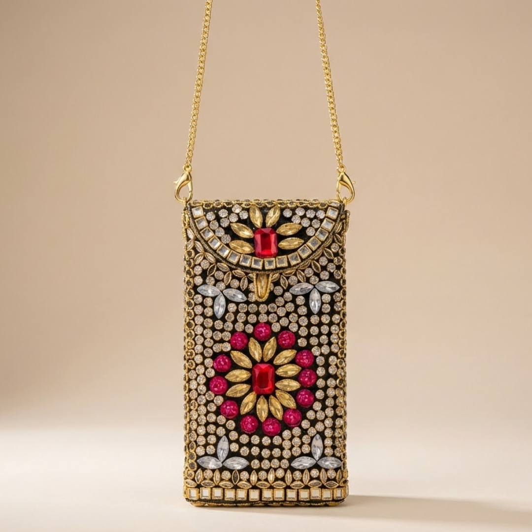 Rajwada Kundan Phone Sling - Bag