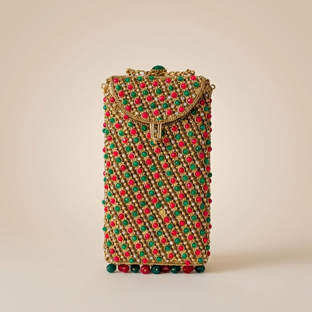 Heer Red &amp; Green Jewel-  Bag