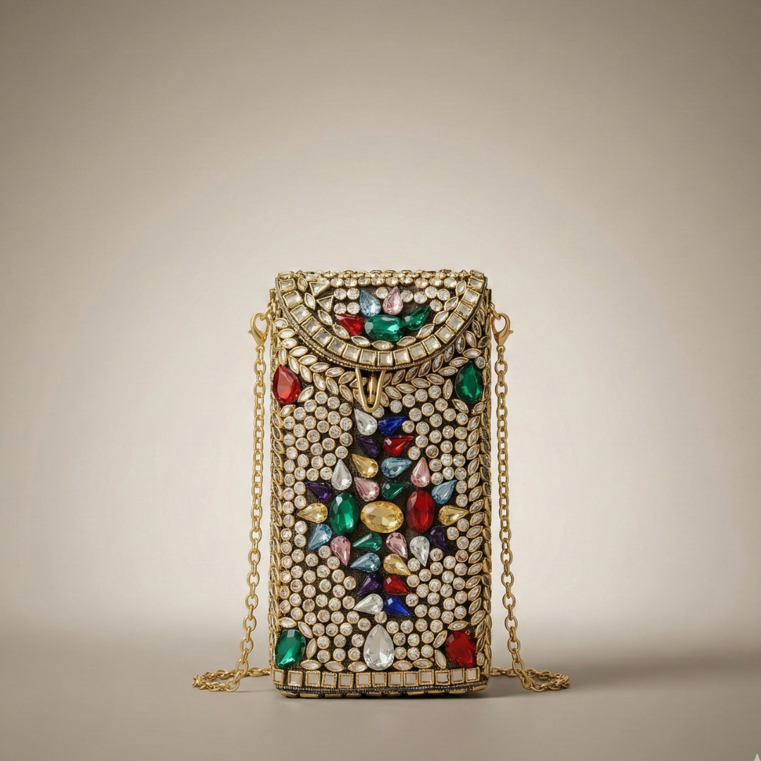Maharani Rang Kundan Mobile Sling - Bag
