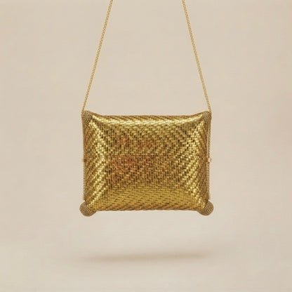 Golden Weave Kundan Clutch