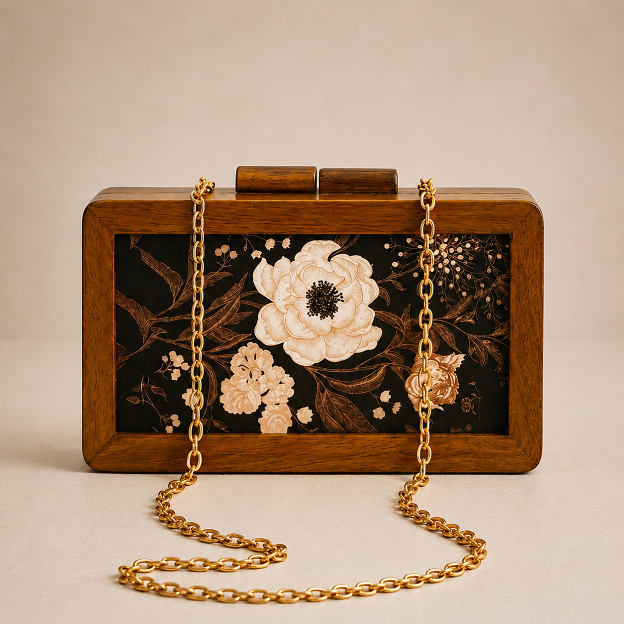 Botanical Bloom Wooden Clutch
