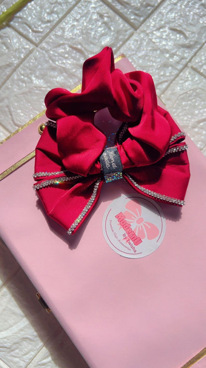Maroon Glimmer Bow - Scrunchie