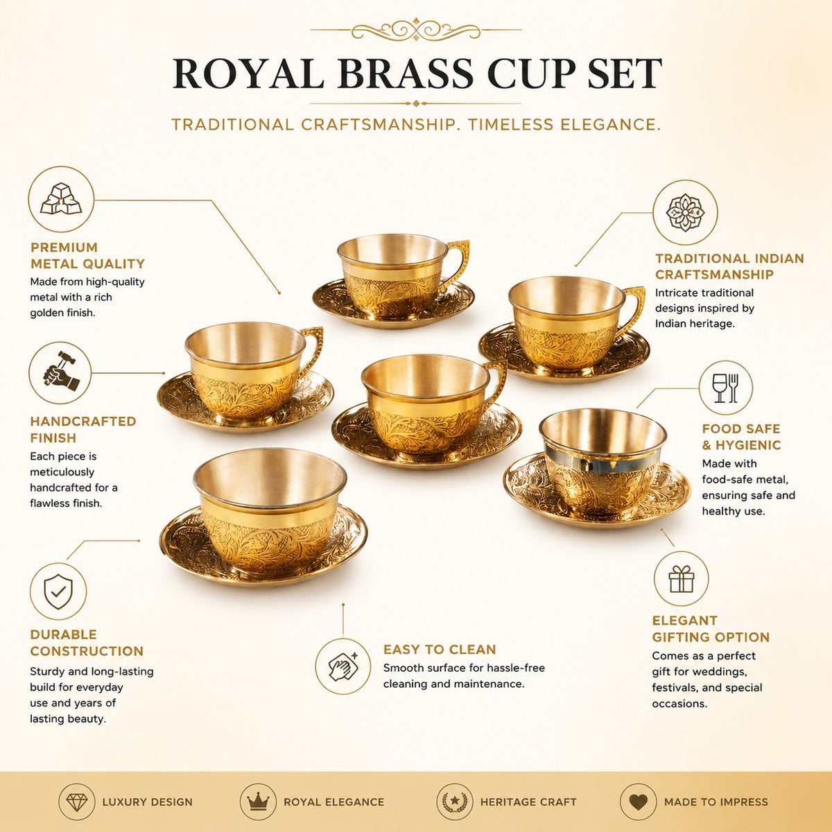 BRASS CUP SET ( 12PCS )
