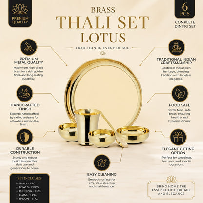 Brass Thali Set Lotus