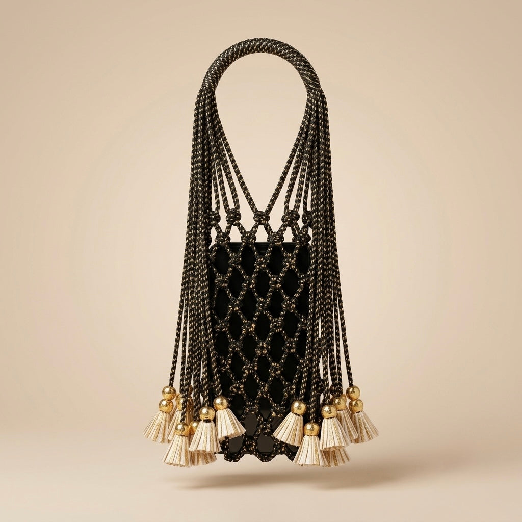 Midnight Gold Tassel Bag