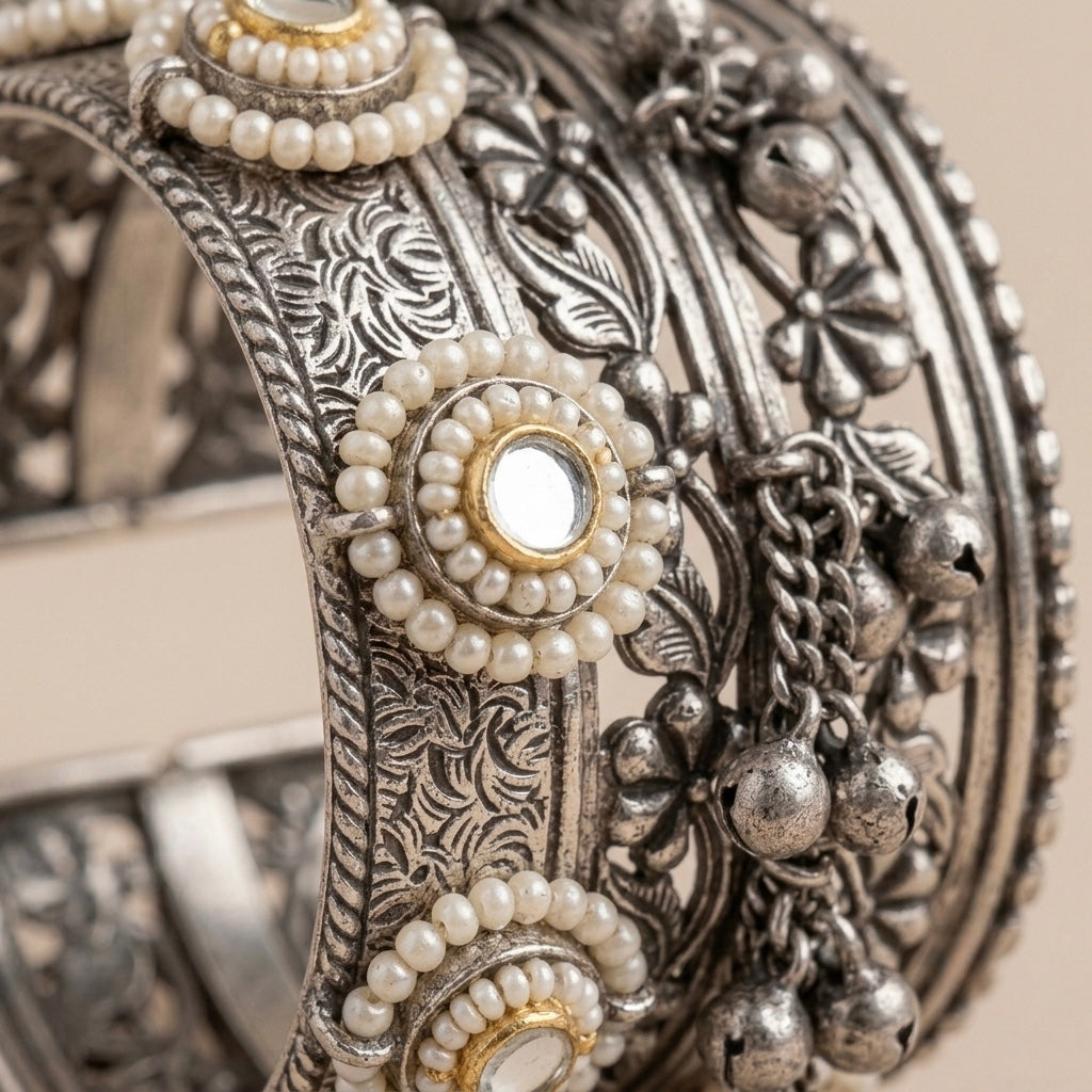 Antique Pearl Charm Cuff