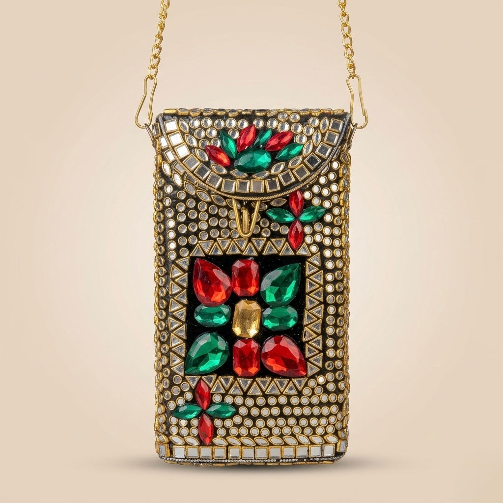 Zaveri Kundan Mobile Pouch - Bag