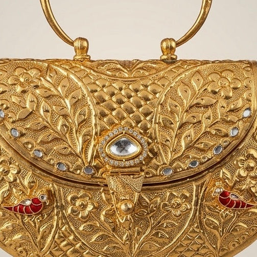 Regal Floral Metal Clutch