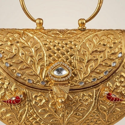Regal Floral Metal Clutch