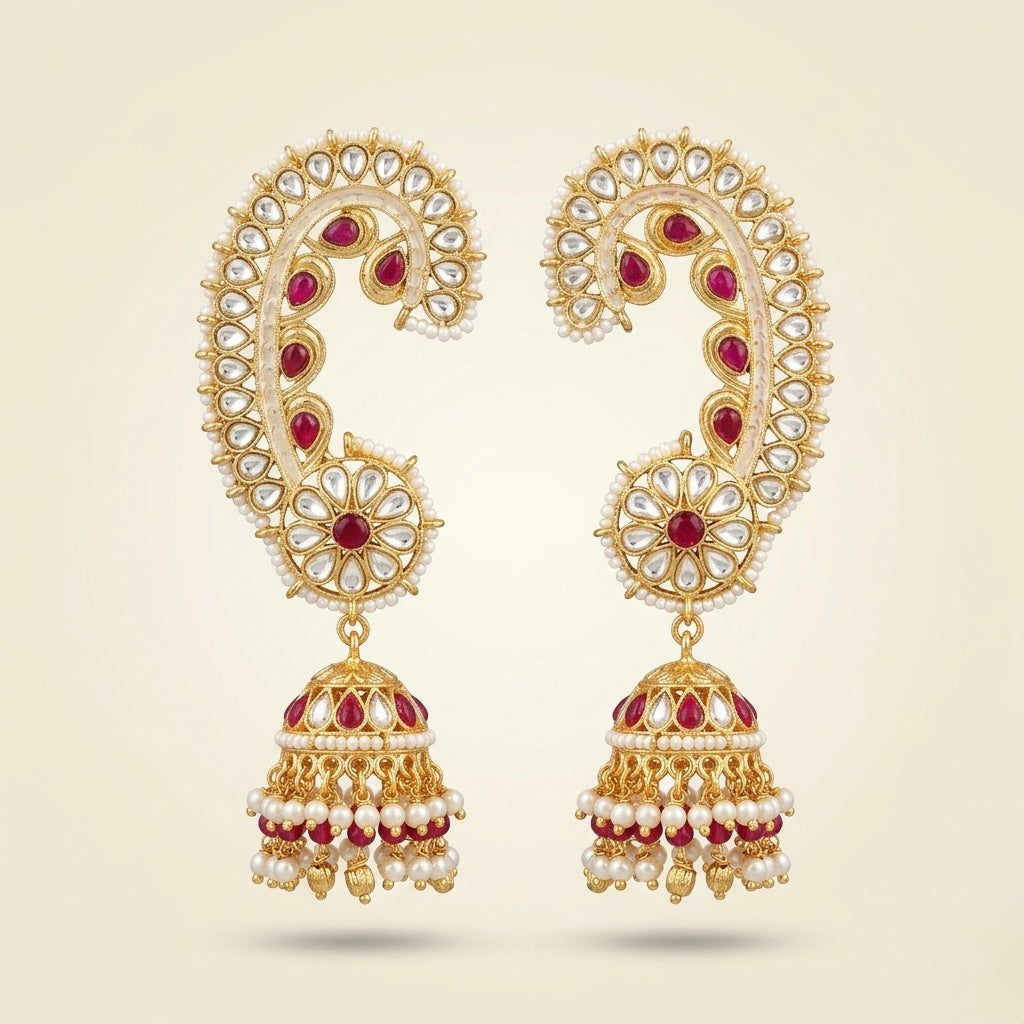 Ruby Paisley Bell Jhumka Cuffs