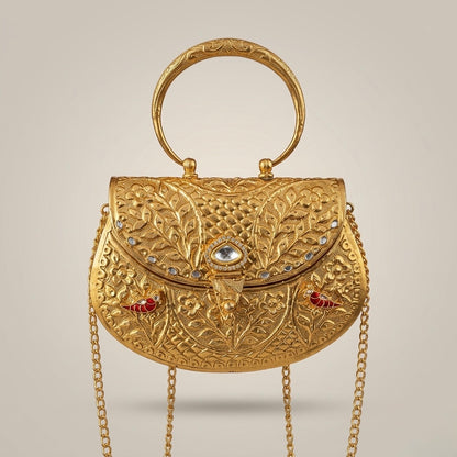 Regal Floral Metal Clutch