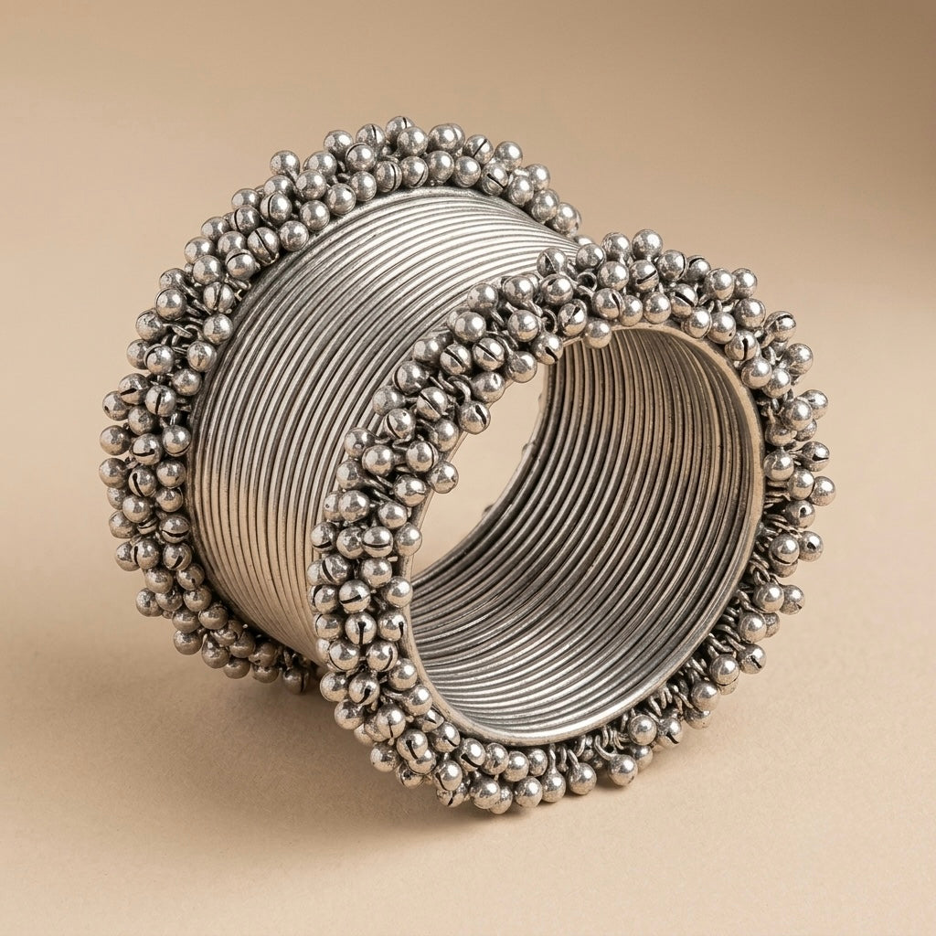 Silver Dewdrop Wire Cuff