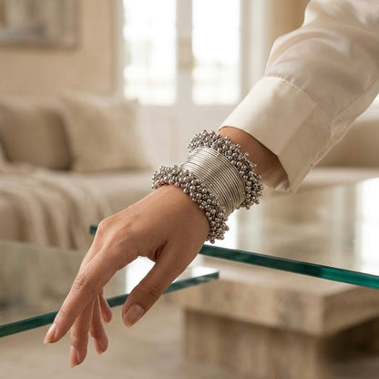 Silver Dewdrop Wire Cuff