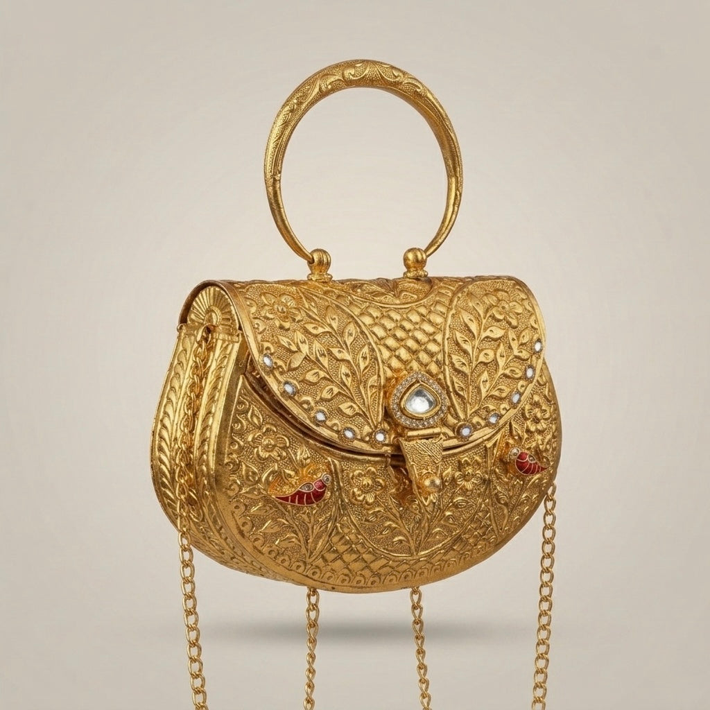 Regal Floral Metal Clutch