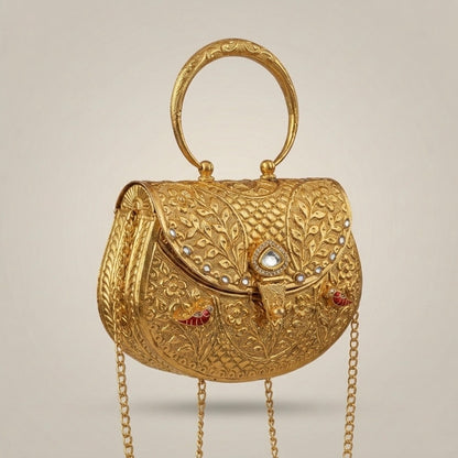 Regal Floral Metal Clutch