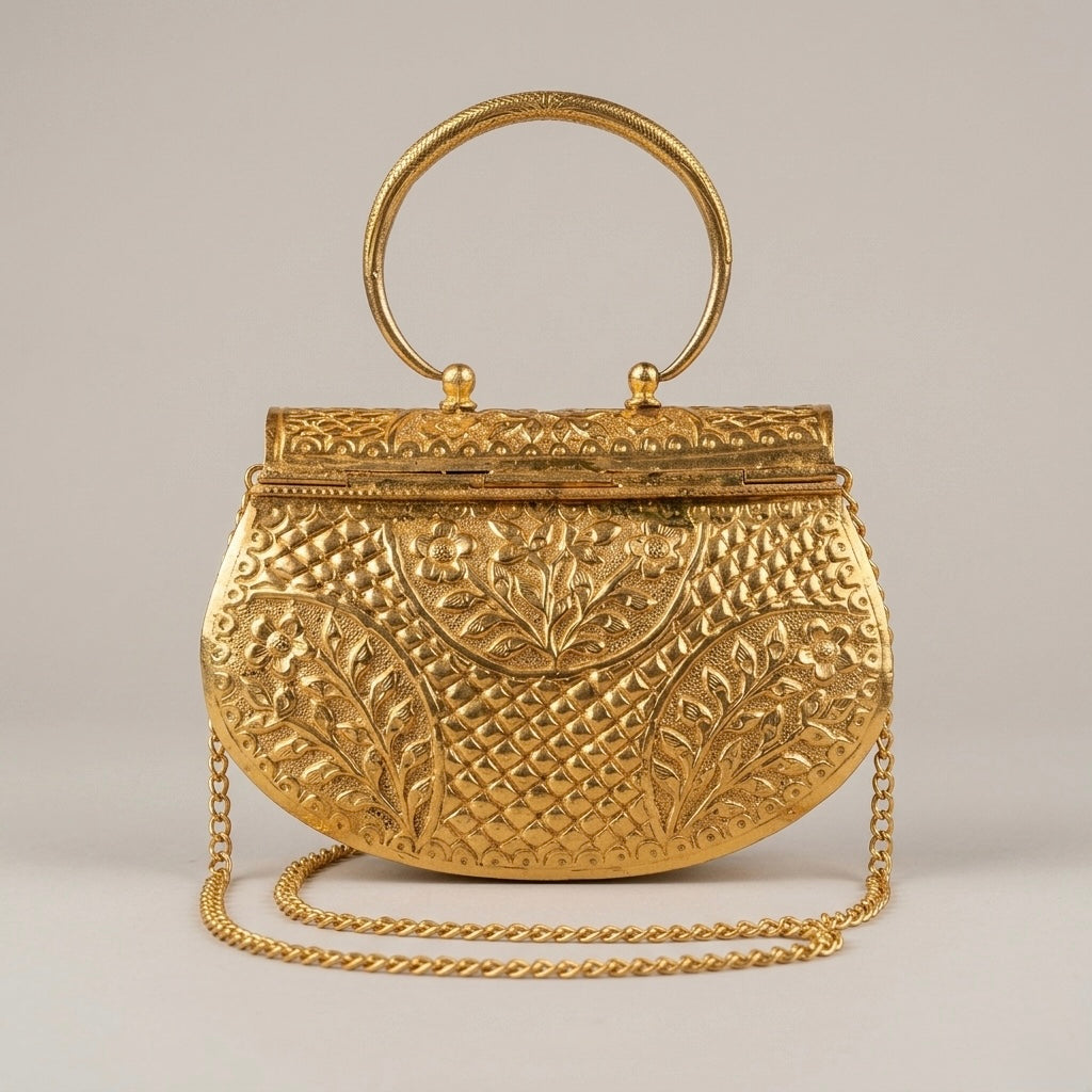 Regal Floral Metal Clutch