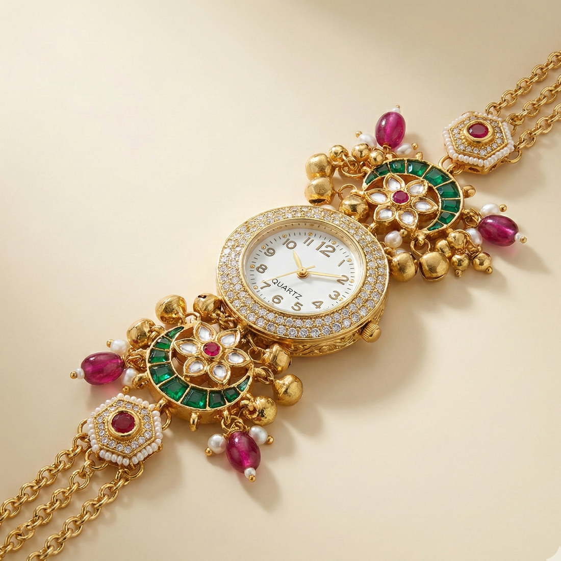 Golden Kundan Fusion Wristwear