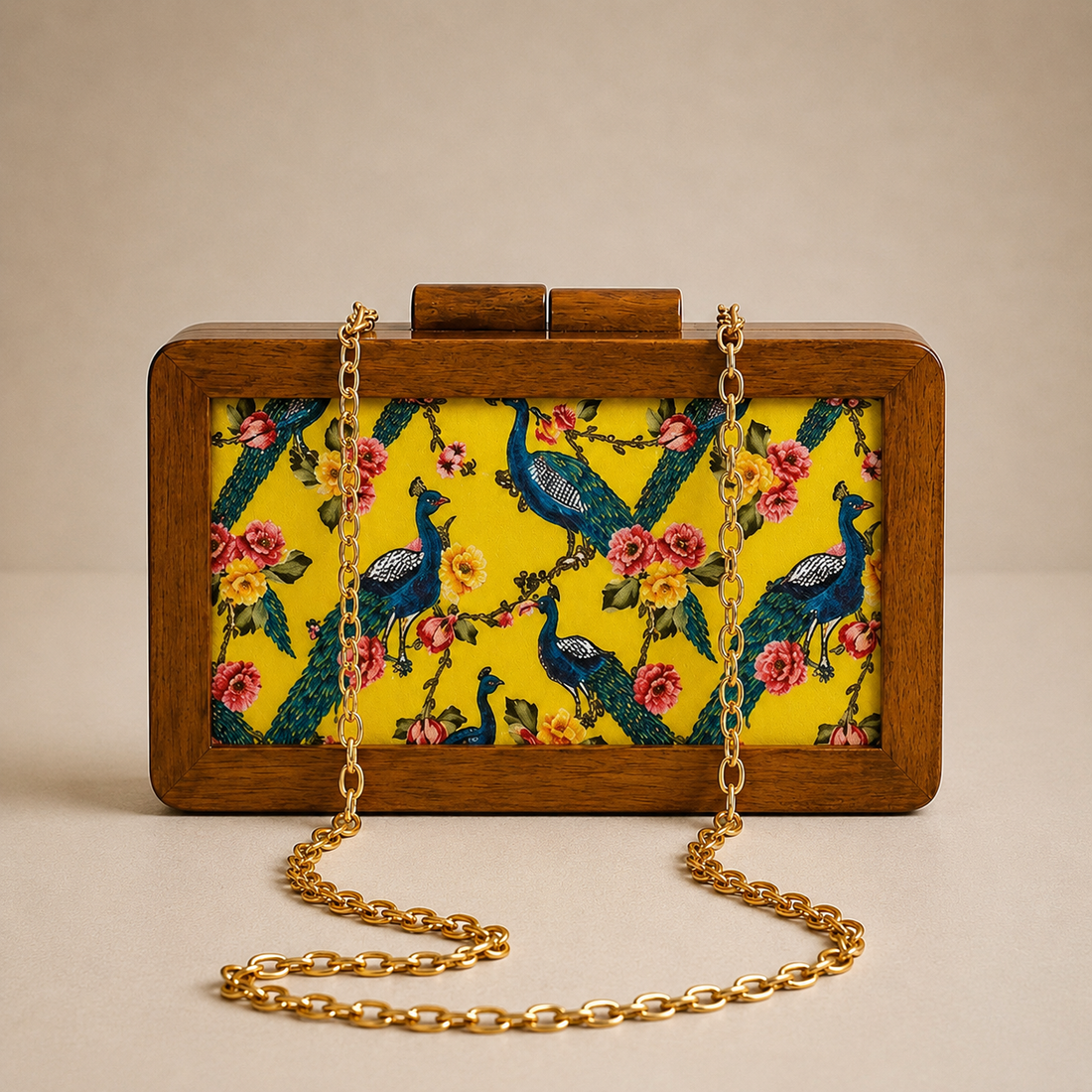 Sunshine Aviary Wooden Clutch