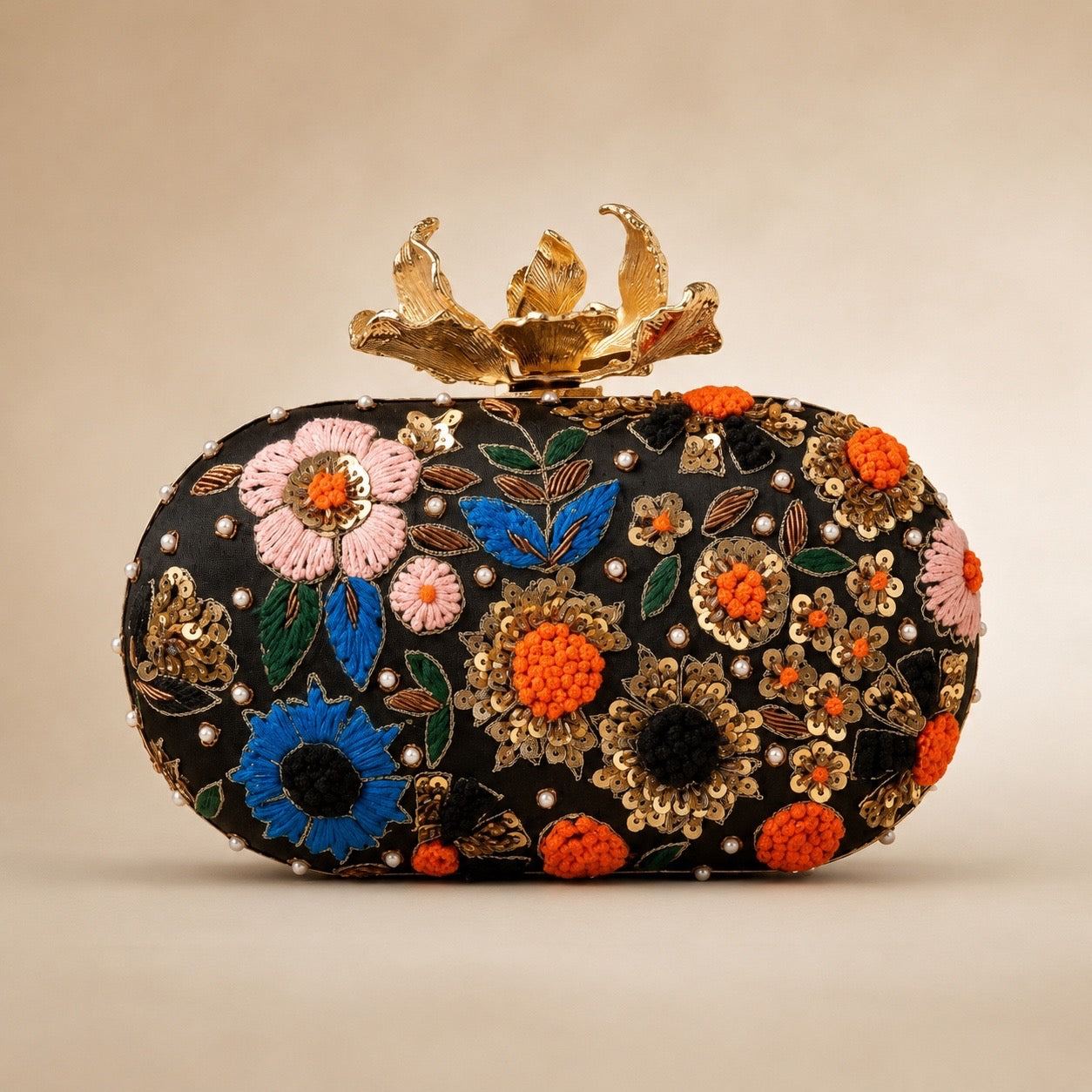 Bloom Noir Clutch