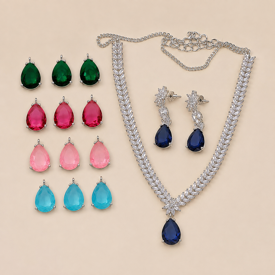 Crystal Bloom – four colour pendants jewelry set
