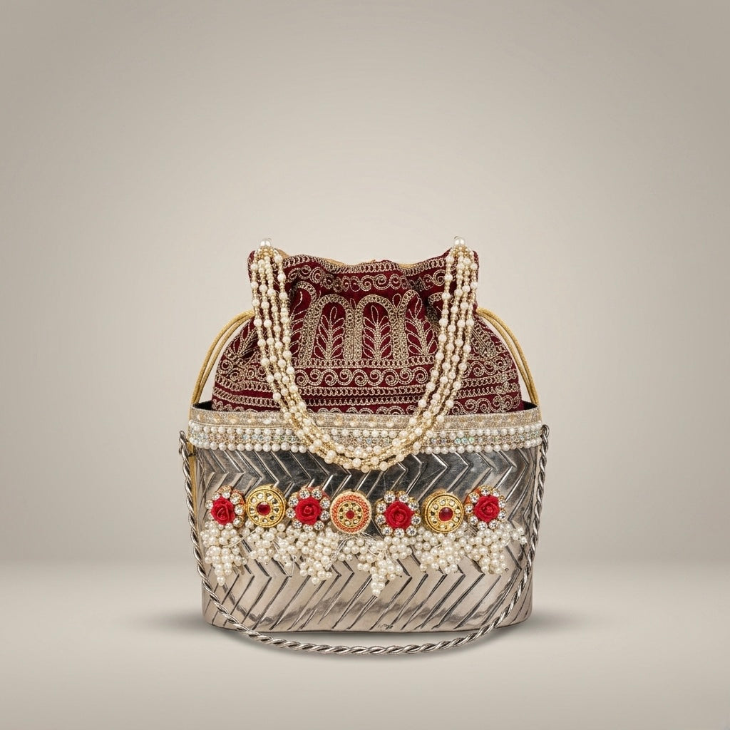Aura Metallic Pearl Potli