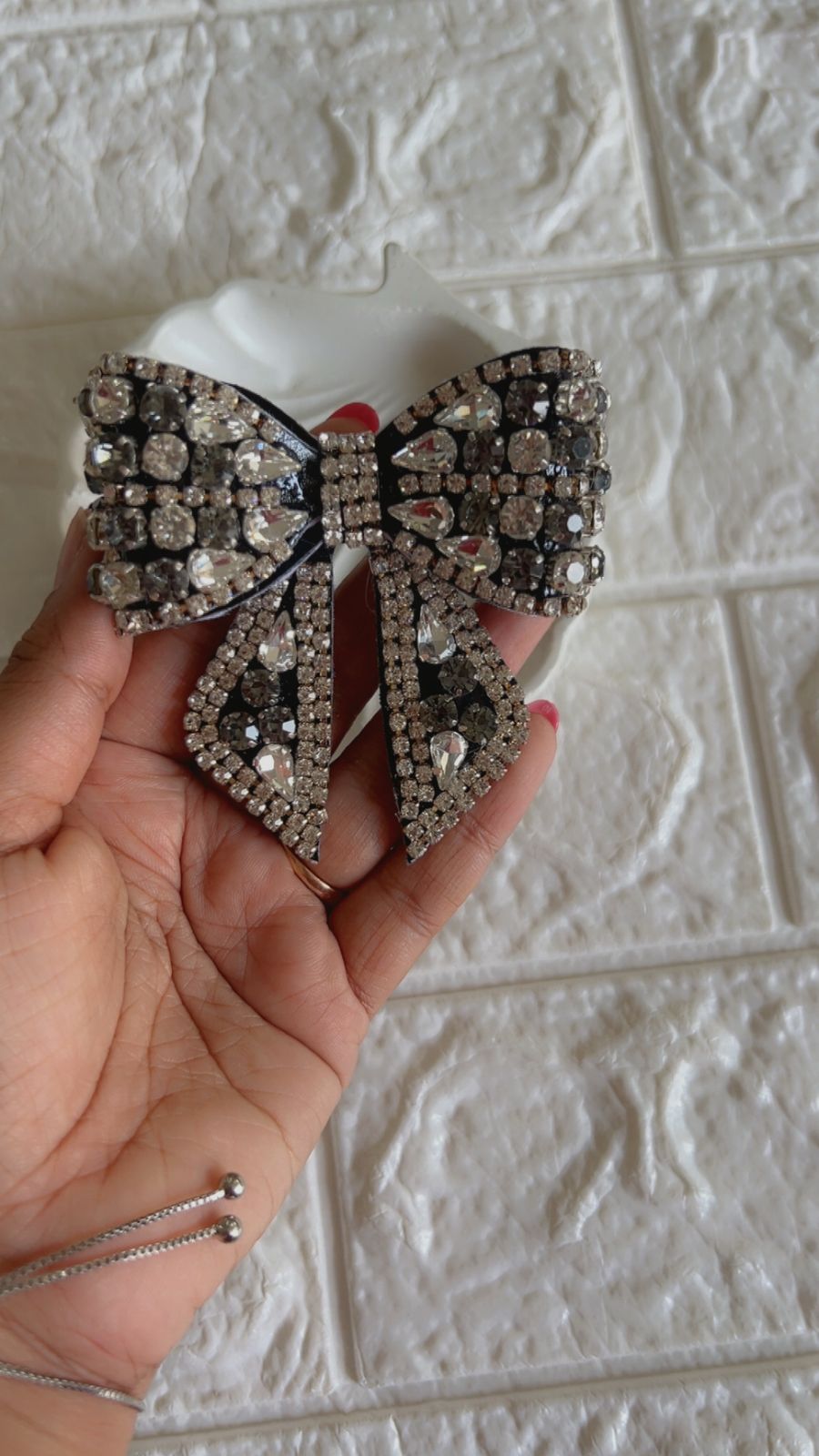 Silver Eclipse - Bow/ Embellished Bow/ Bejeweled Bow