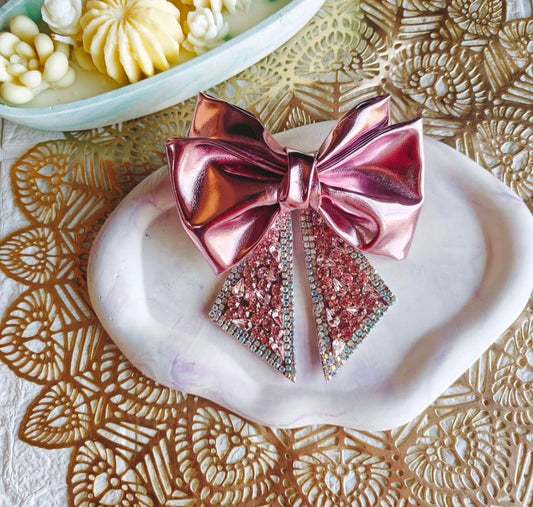 Pink Glimmer - Bow/ Embellished Bow/ Rhinestone Bow