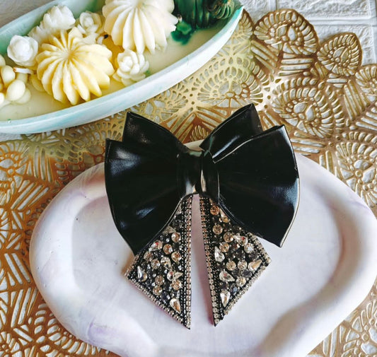 Black Glimmer - Bow/ Embellished Bow/ Rhinestone Bow