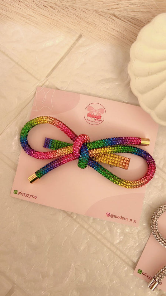 Starlace Sparkle Knot CLip - Multi Colour - Bow / Embellished Bow/