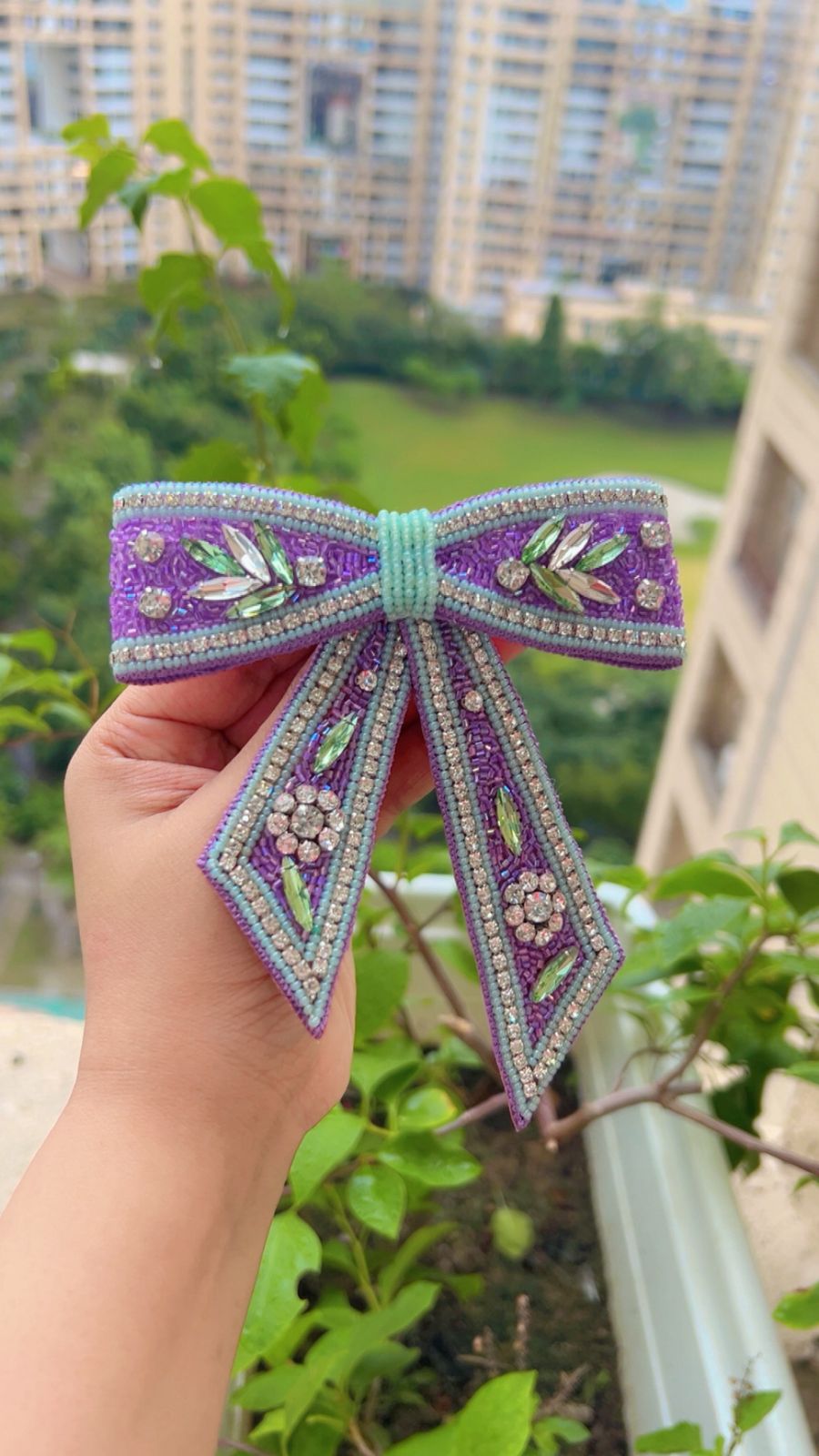Verdant Violet Charm - Premium Bow