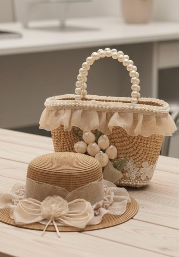 Princess Elara Tulip Jute Bag &amp; Hat Combo