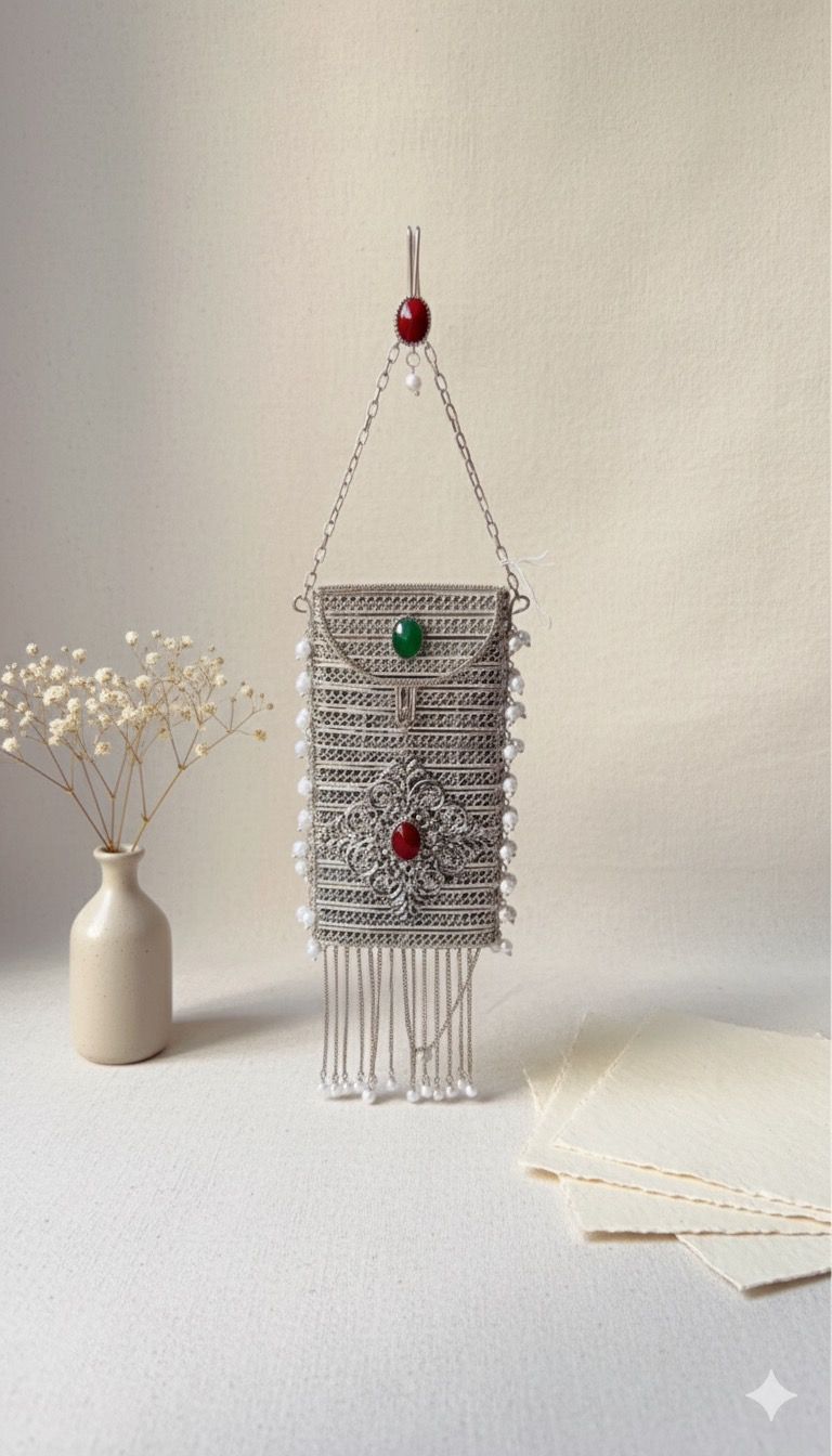 Shehzaadi Silver Tassel Sling - Bag