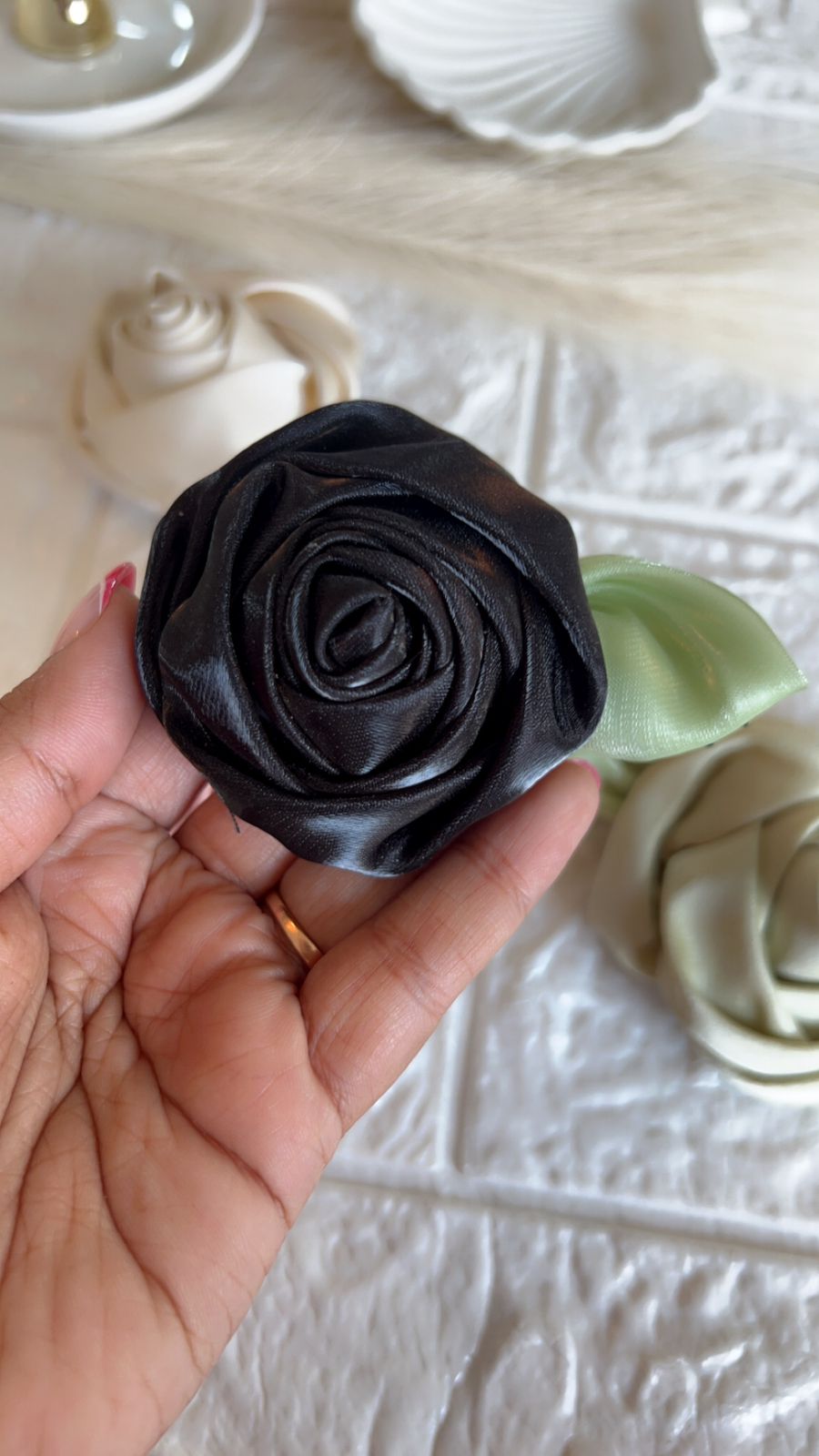 Satin Rose Hair Brooch