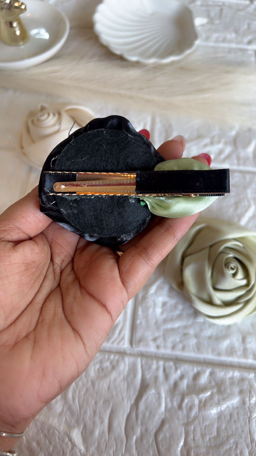 Satin Rose Hair Brooch