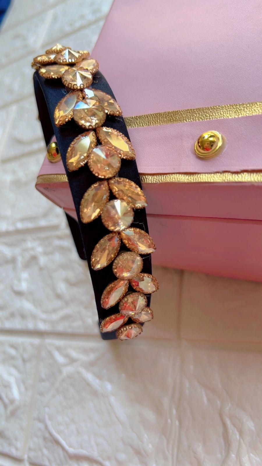 Crystal Leaf Charm-  Hairband
