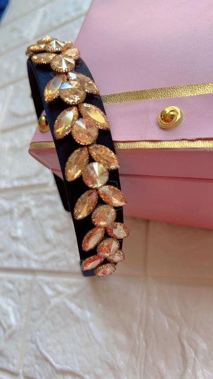 Crystal Leaf Charm-  Hairband