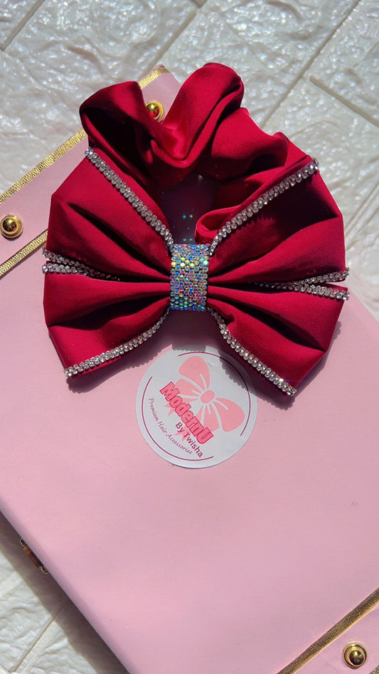 Maroon Glimmer Bow - Scrunchie